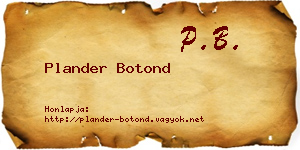 Plander Botond névjegykártya